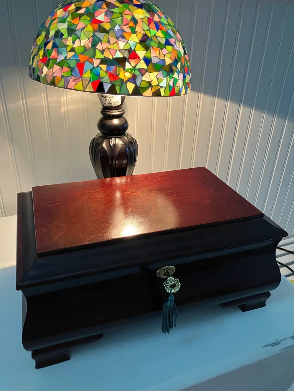 NWOT Beautiful Jewelry Box/Organizer in Rich Cherry Wood With Key